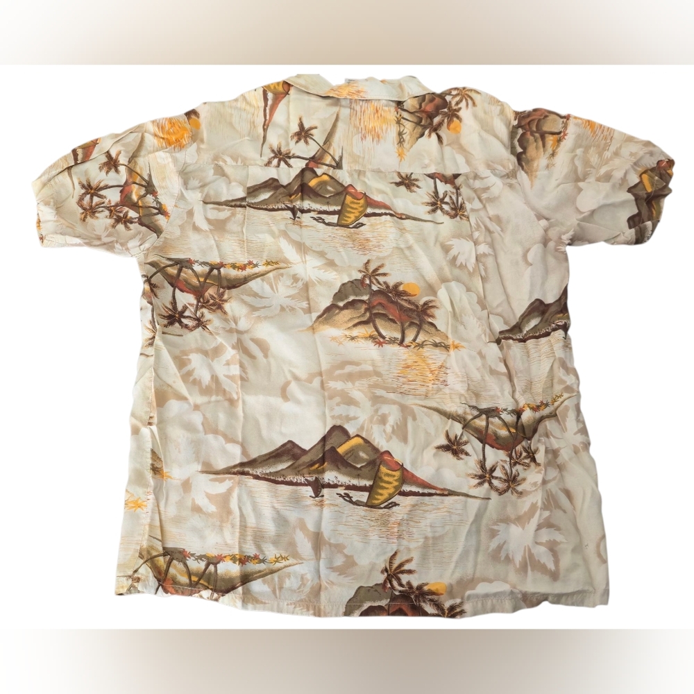 Vintage Kennington California Hawaiian Shirt Men’s Large Beige Aloha Beach - Picture 5 of 7